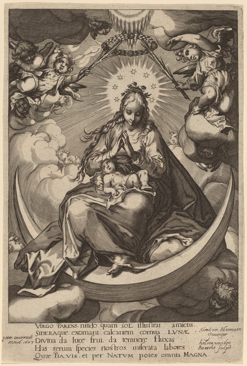 Hilaldeki Bakire ve Çocuk by Helias van den Bossche after Abraham Bloemaert