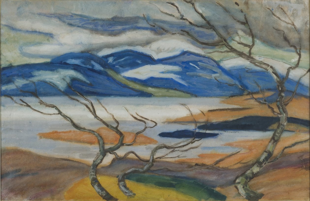 İlkbaharda Torne Marsh (kağıt üzerine guaj) by Helmer Osslund