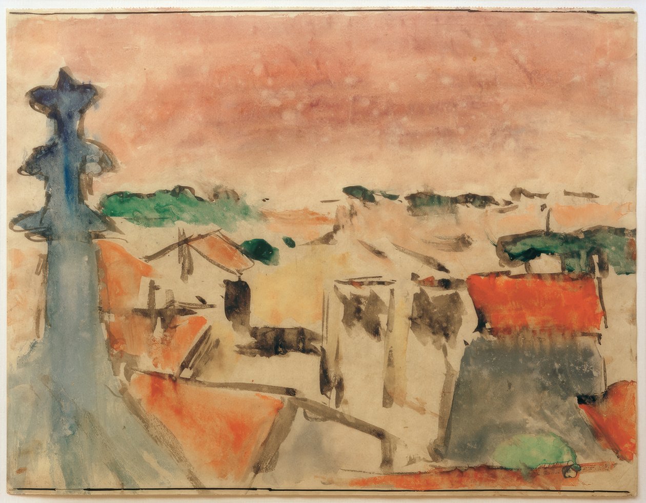 Mor gökyüzünün altında köy by Helmuth Macke