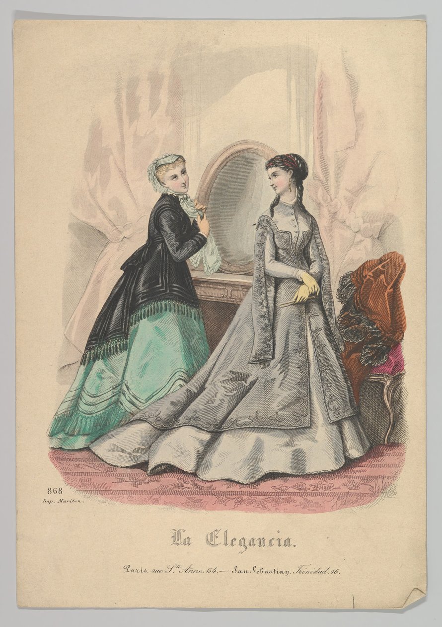 Aynalı İki Kadın, No. 868, La Elegancia San Sebastian, 19. yüzyıl. by Heloise Leloir