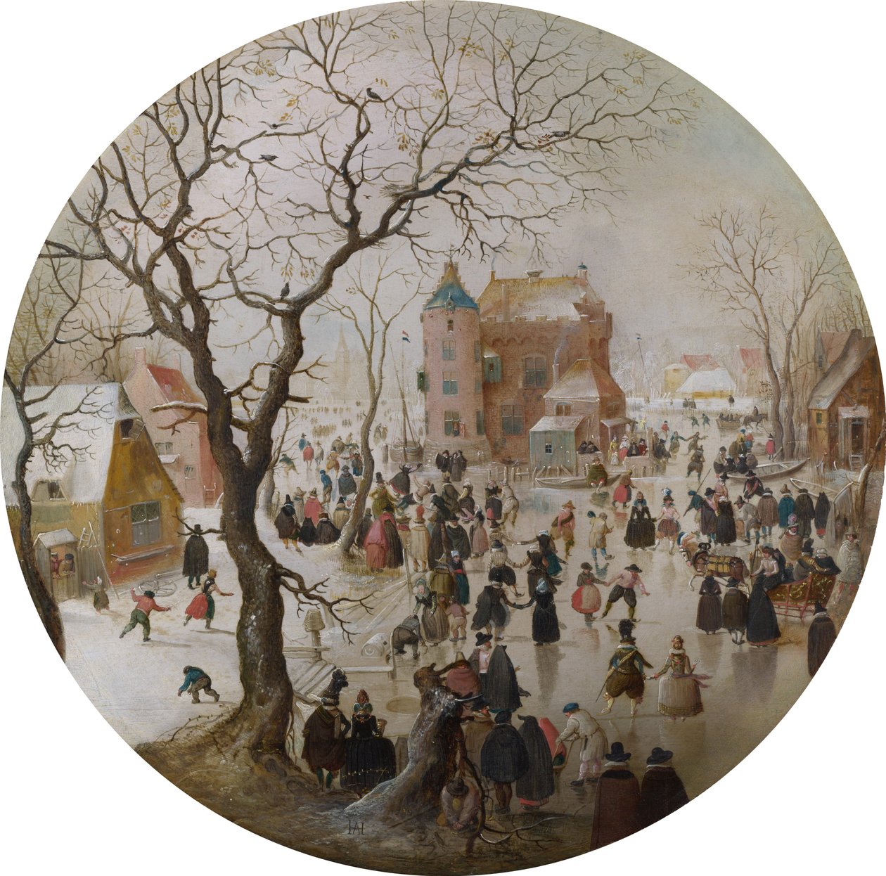 Bir Kale Yakınında Patencilerle Bir Kış Manzarası by Hendrick Avercamp