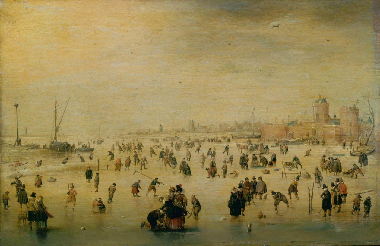 buz pateni sahnesi by Hendrick Avercamp