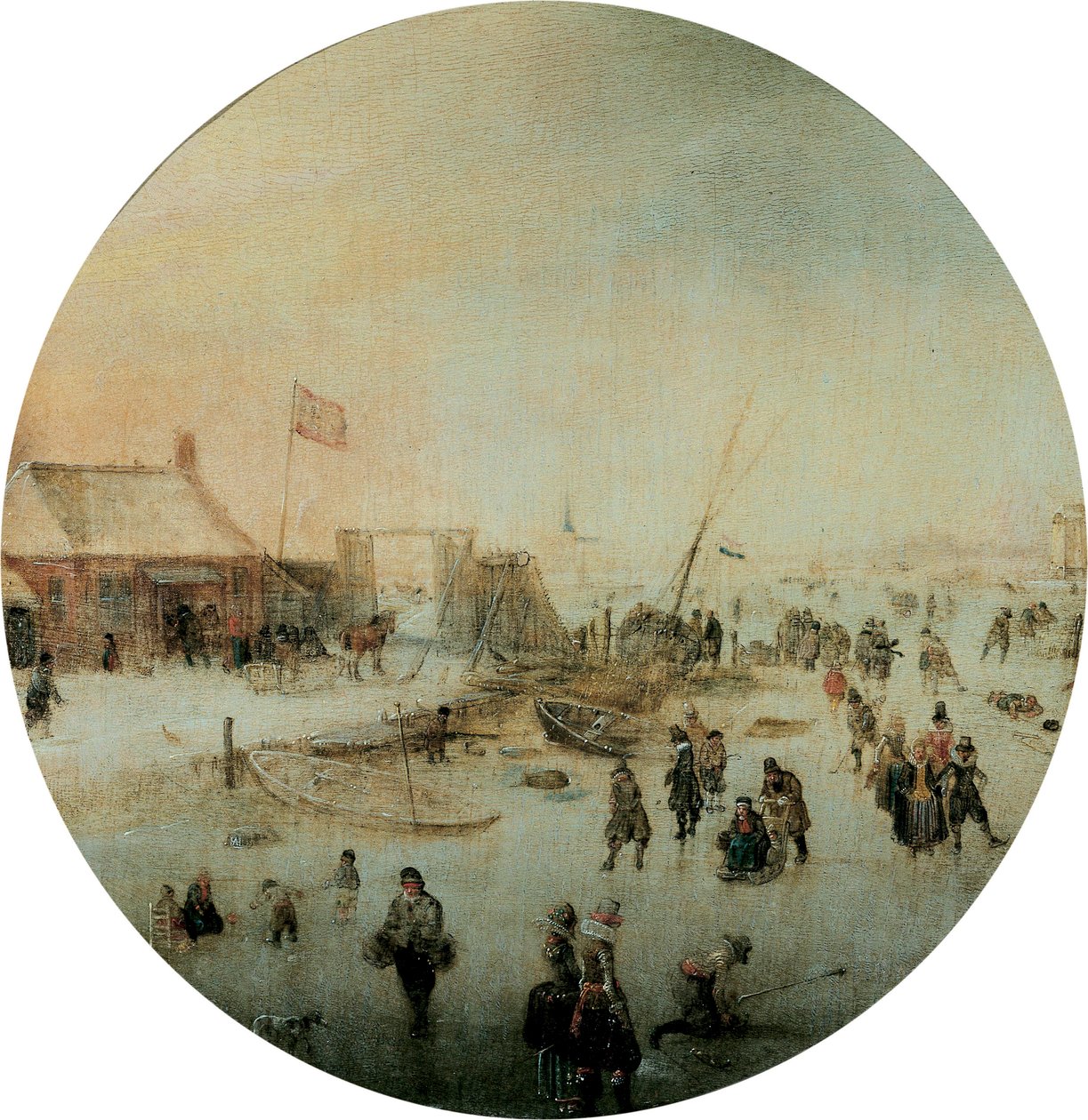 Paten ve kolf oynayan insanlarla kış manzarası by Hendrick Avercamp