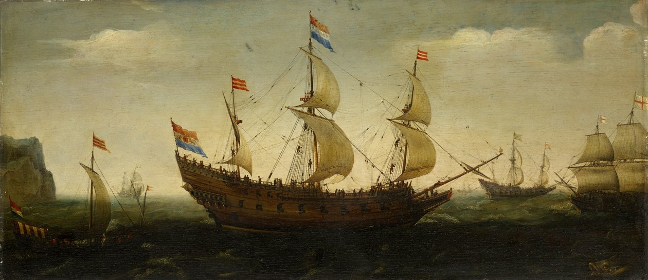Açık Denizde Hollandalı Üç Direkli ve Diğer Gemiler by Hendrick Cornelisz. Vroom