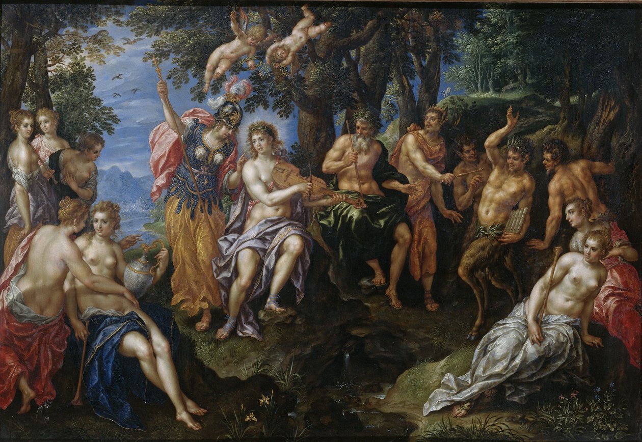 Apollo ve Pan arasındaki rekabet by Hendrick de Clerck