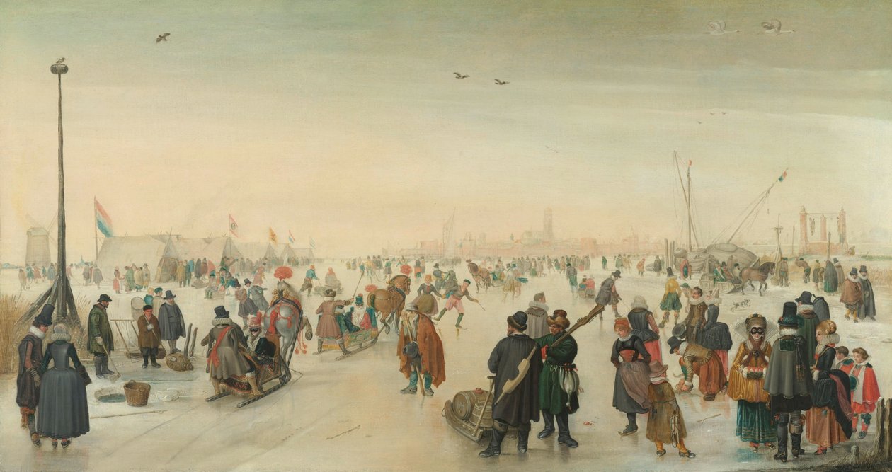 Bir Kasabaya Yakın Buz Keyfi Bir şehrin yakınında kış manzarası by Hendrick Avercamp