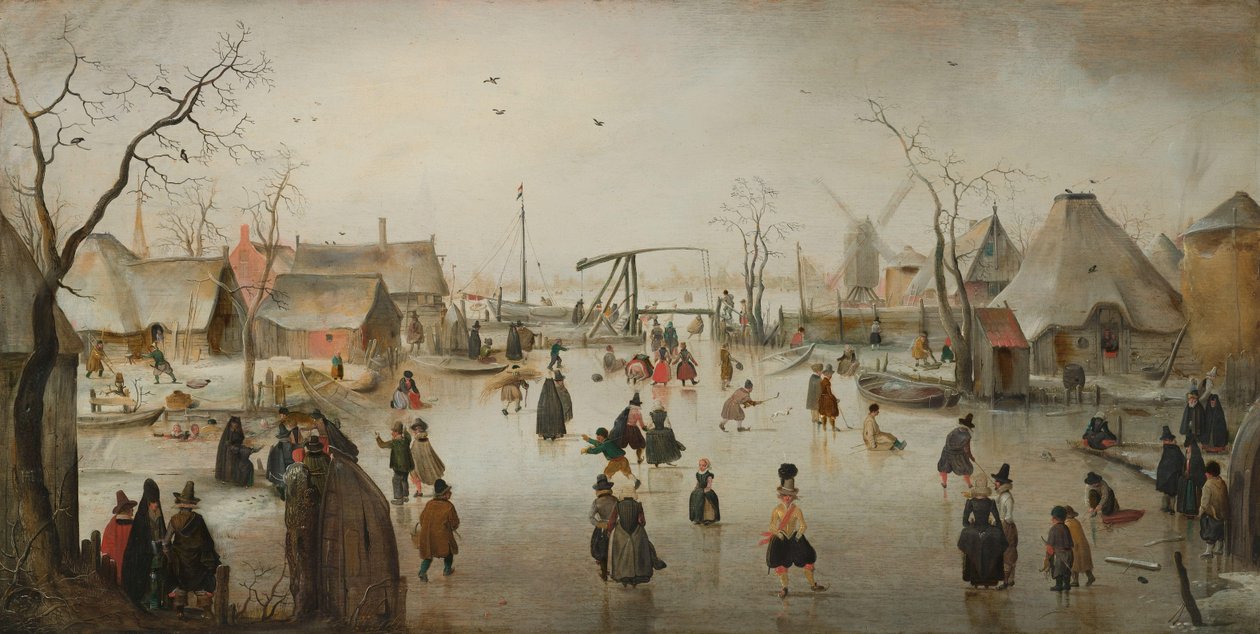 Köyde buz pateni by Hendrick Avercamp
