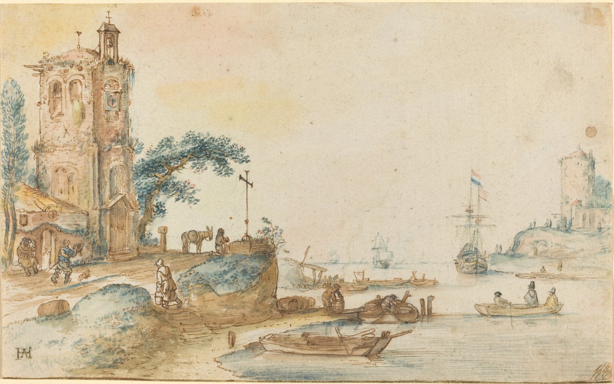 Sola Kule ile Sahne by Hendrick Avercamp
