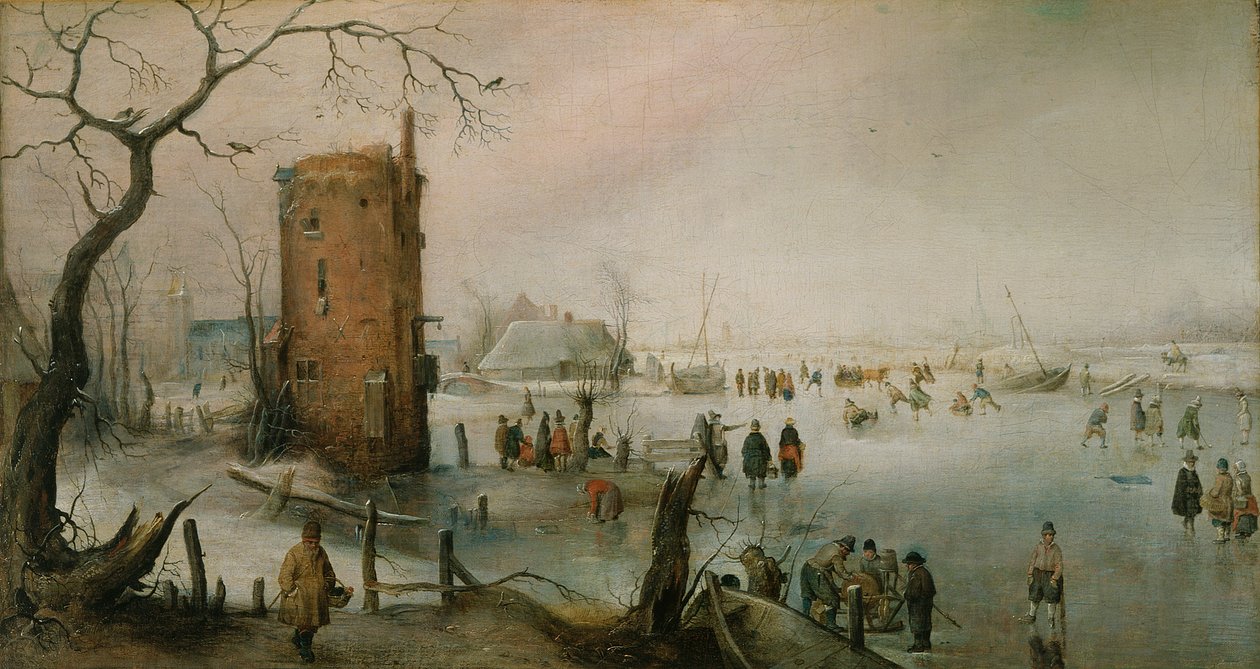 Bir Kasaba Yakınında Paten Yapmak by Hendrick Avercamp