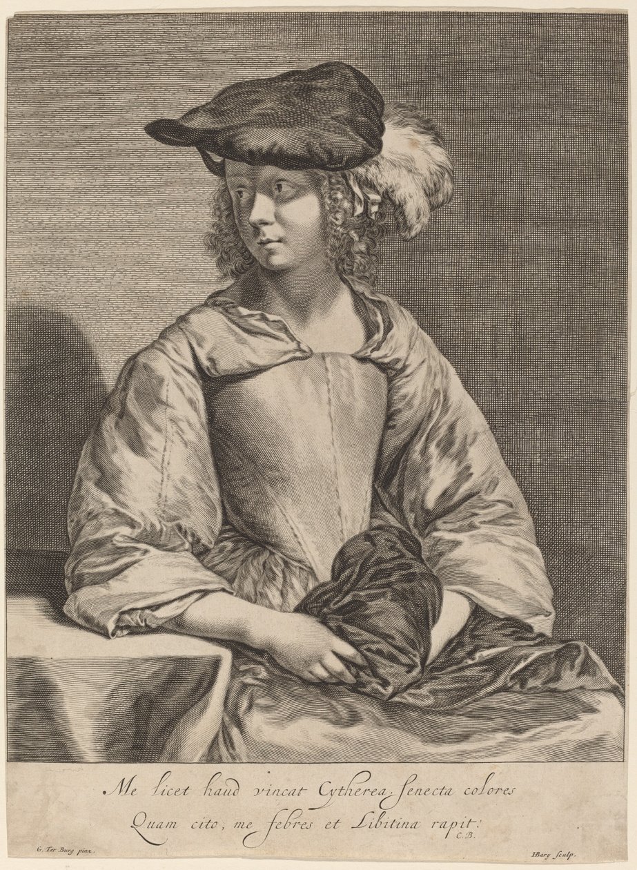 Tüylü Şapkalı Kız by Hendrick Bary after Gerard ter Borch the Younger