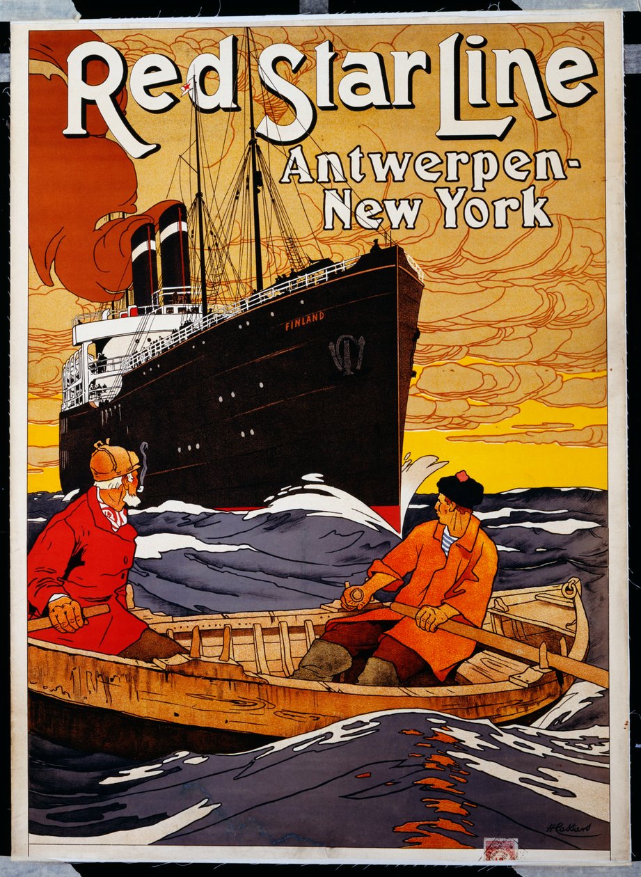 Red Star Line, c.1900 (renkli litografi) by Hendrick Cassiers