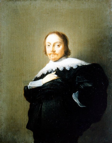 Siyah Takım Elbiseli, Dantel Yakalı Bir Beyefendinin Portresi by Hendrick Gerritsz Pot