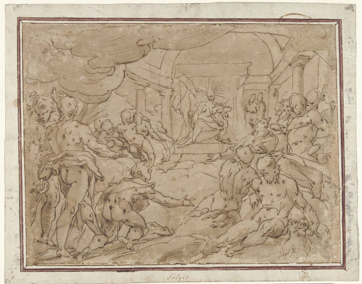 Phaeton Apollo'dan güneş arabasını ister by Hendrick Goltzius (school of)