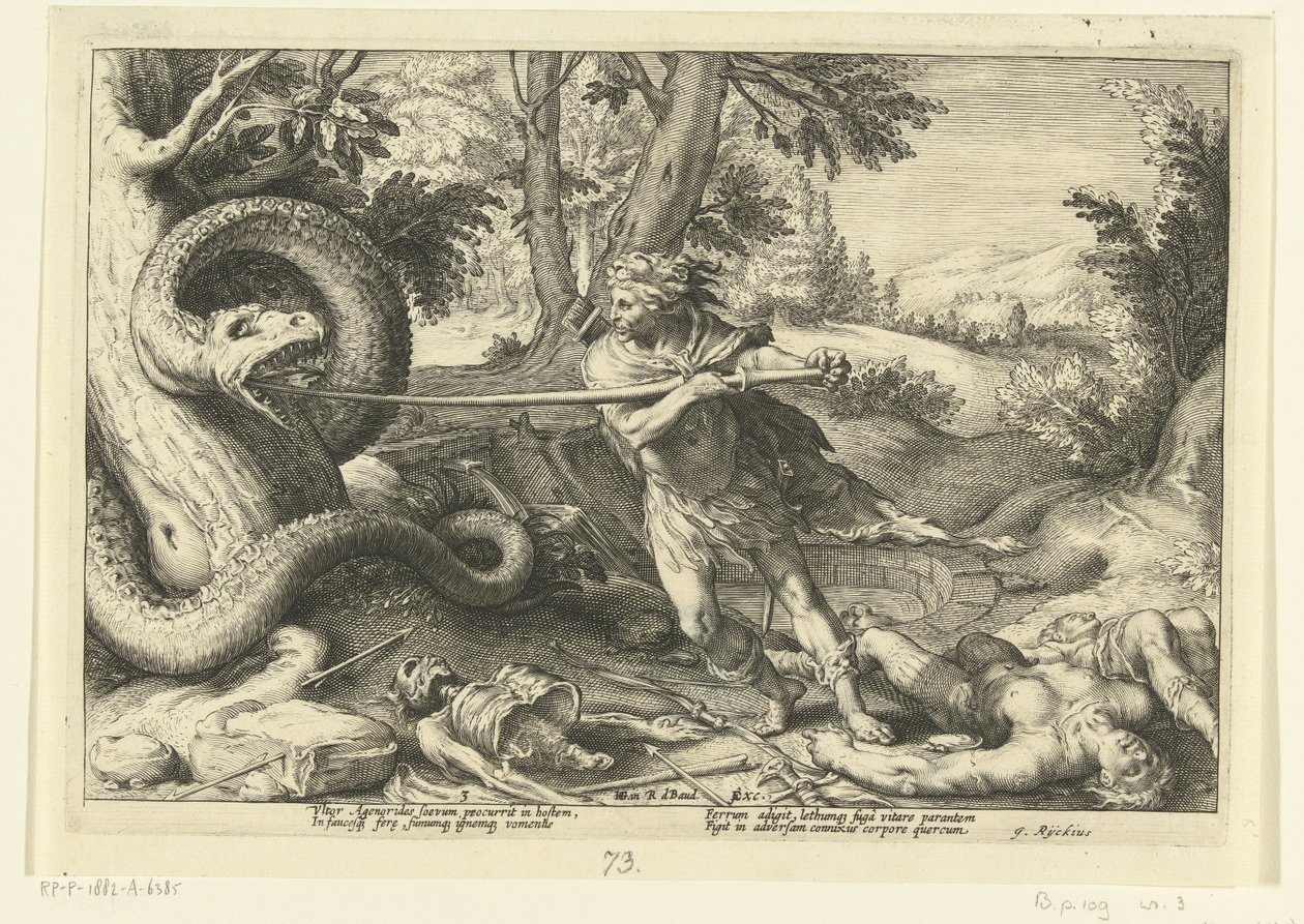 Cadmus ejderhayı öldürür Ovid