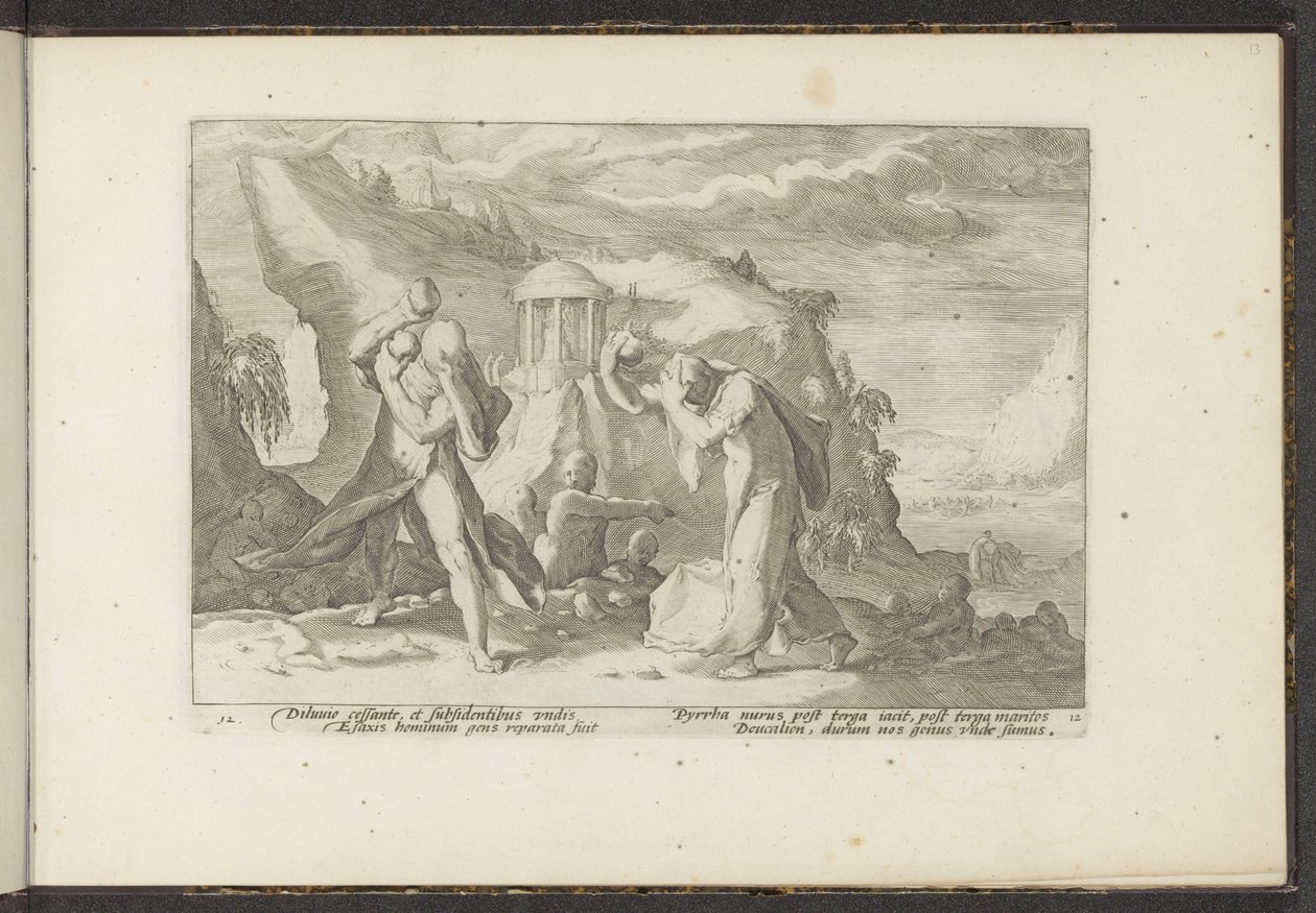 Deucalion ve Pyrrha yeni bir insan ırkı yaratıyor Ovid