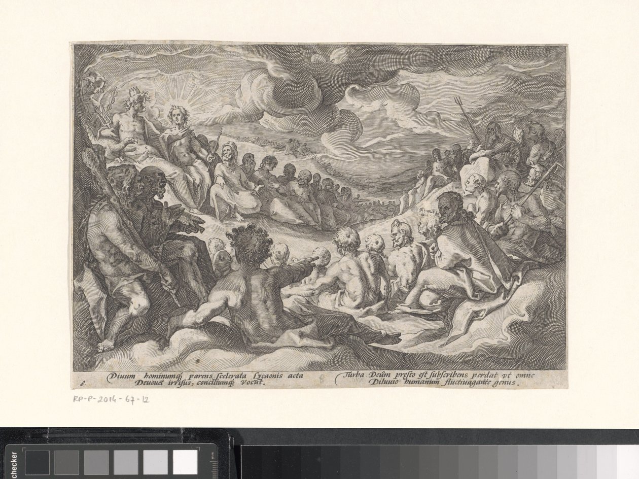 Jüpiter, Olympian tanrılarından Ovid'in Metamorfozları için tavsiye ister (serinin adı) by Hendrick Goltzius (workshop of)