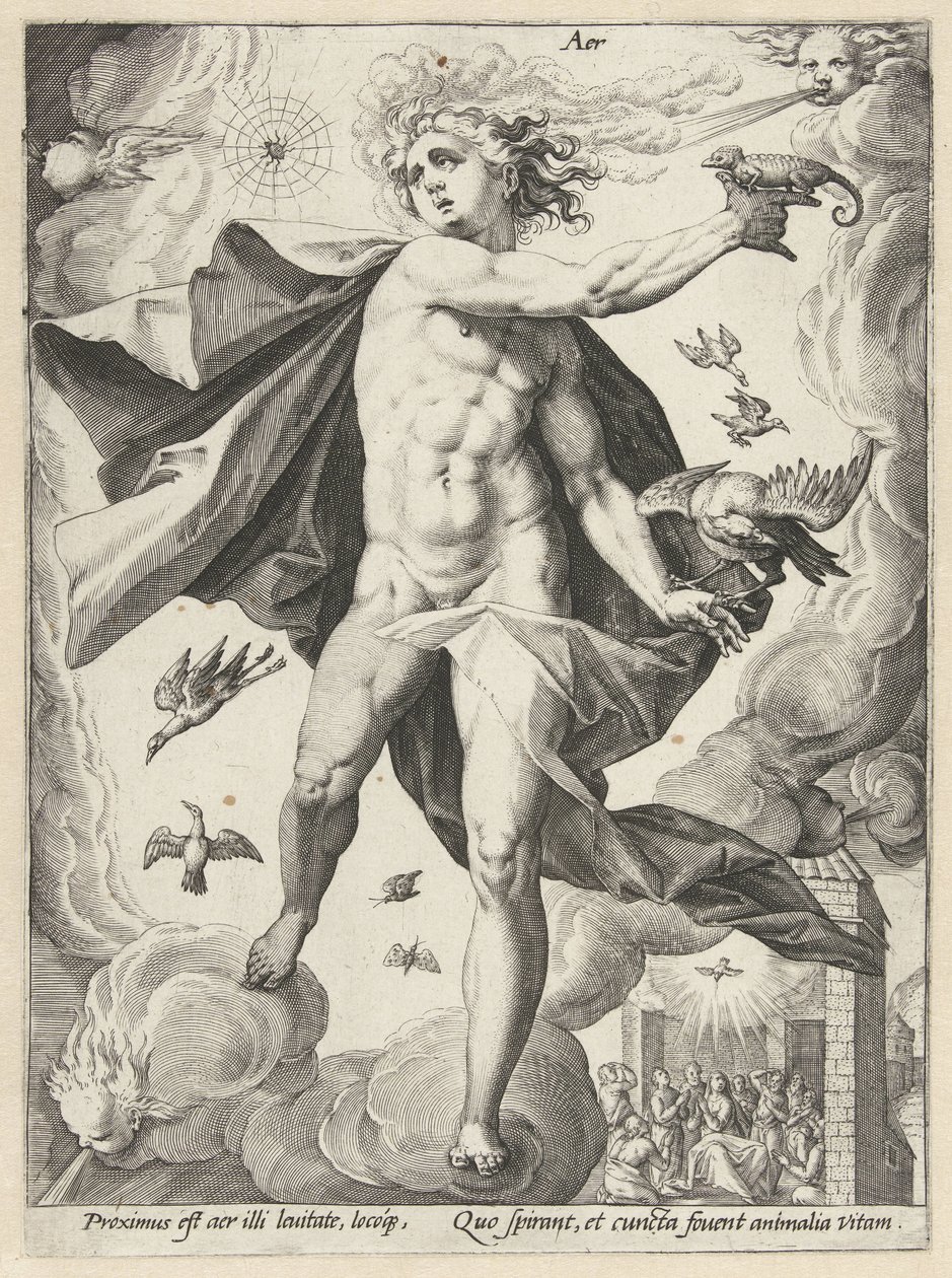 Gökyüzü Aer (nesne üzerindeki başlık) Dört Element (dizi adı) by Hendrick Goltzius (workshop of)