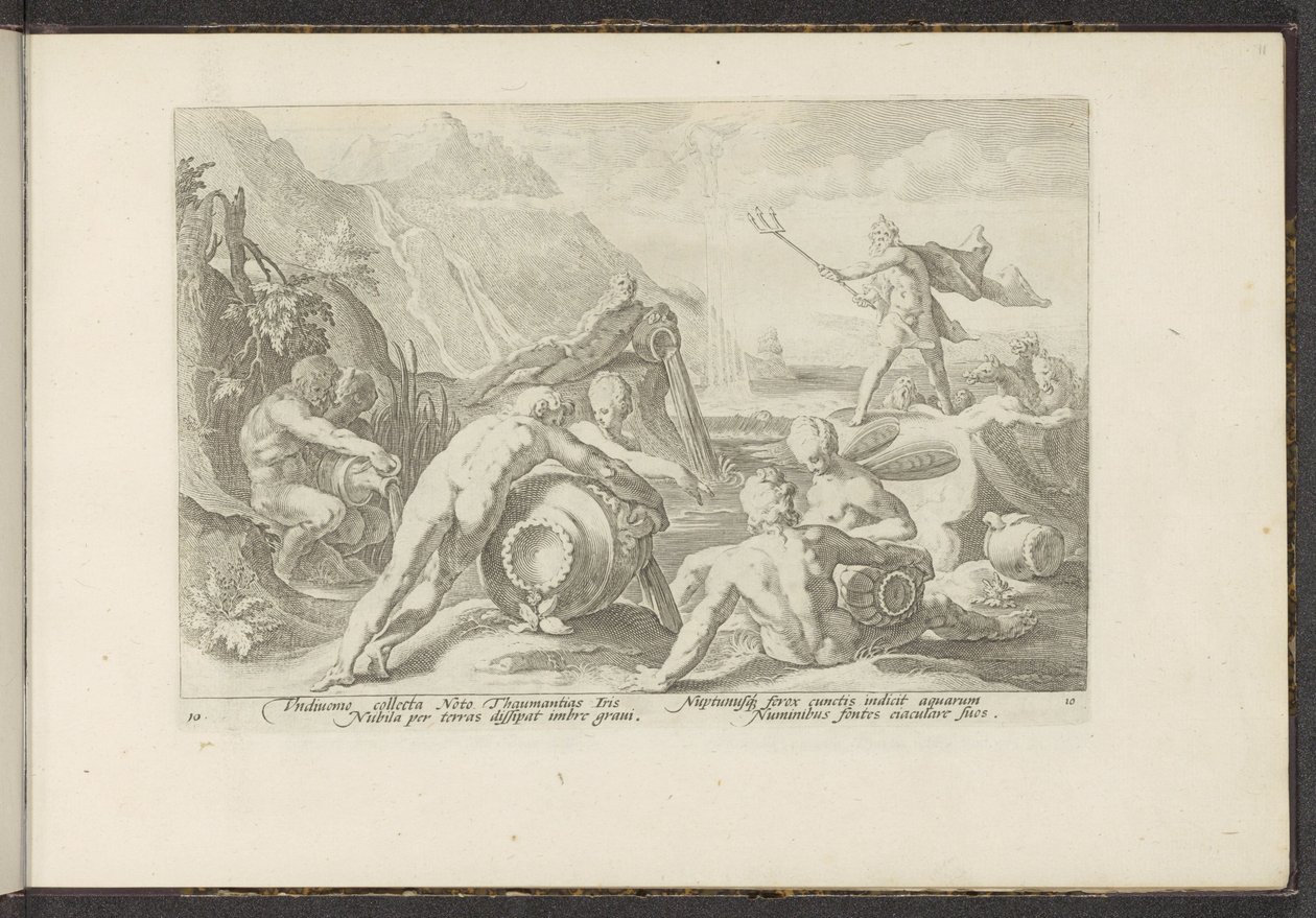 Neptün ve nehir tanrıları bir sele neden olur Ovid'in Metamorfozları (dizi başlığı) P. Ovidius Naso'nun yeniden yaratımları (dizi başlığı) by Hendrick Goltzius (workshop of)