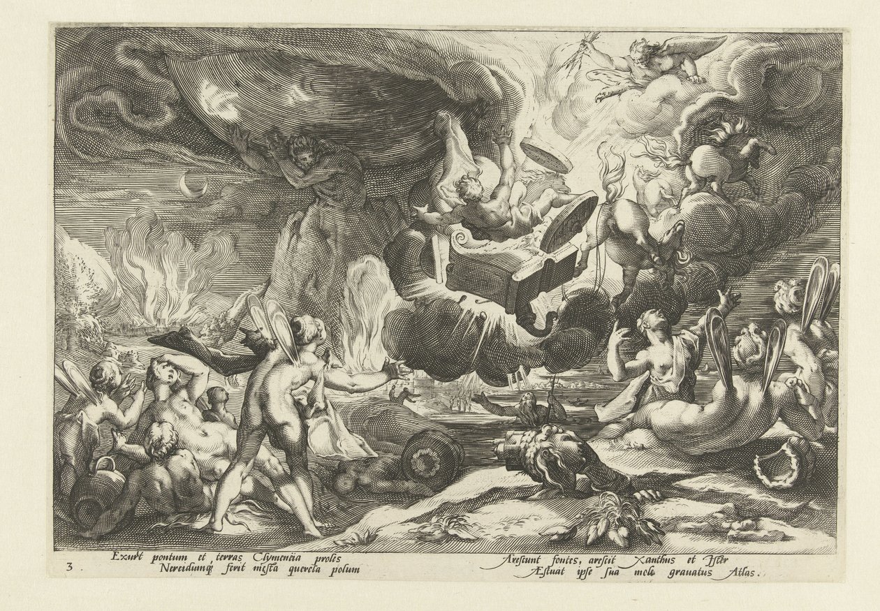 Val van Phaëthon Ovidius'un Metamorfosen (dizi başlığı) by Hendrick Goltzius (workshop of)