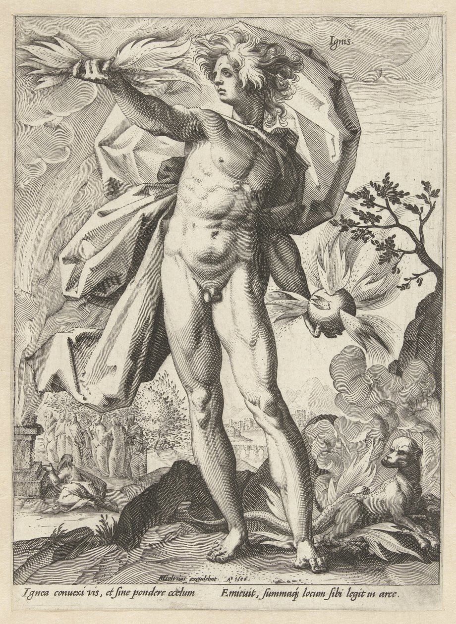 Havai fişek Ignis (nesne üzerindeki başlık) Dört Element (dizi adı) by Hendrick Goltzius (workshop of)