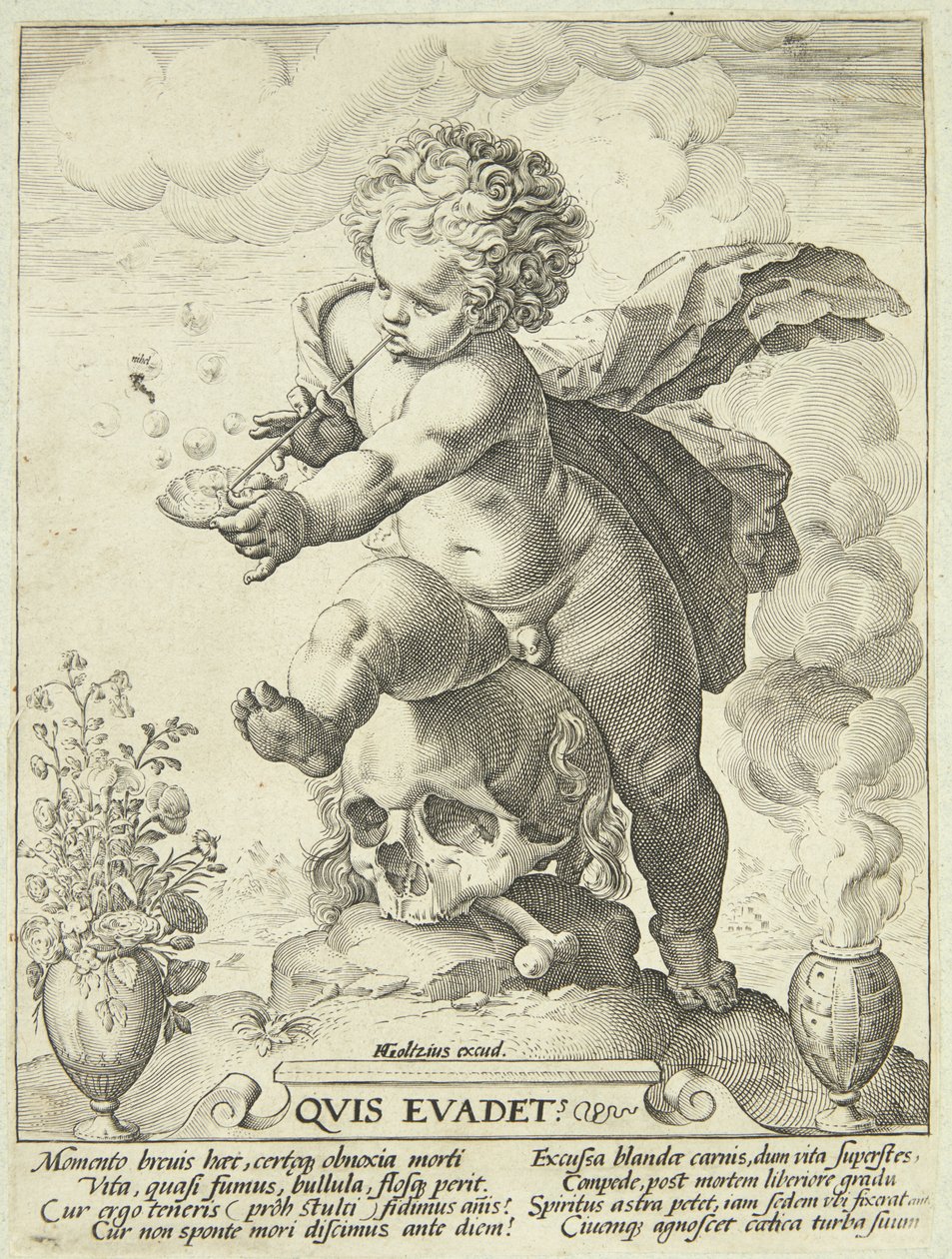 Hayatın geçiciliğinin alegorisi ("Quis Evadet?") by Hendrick Goltzius