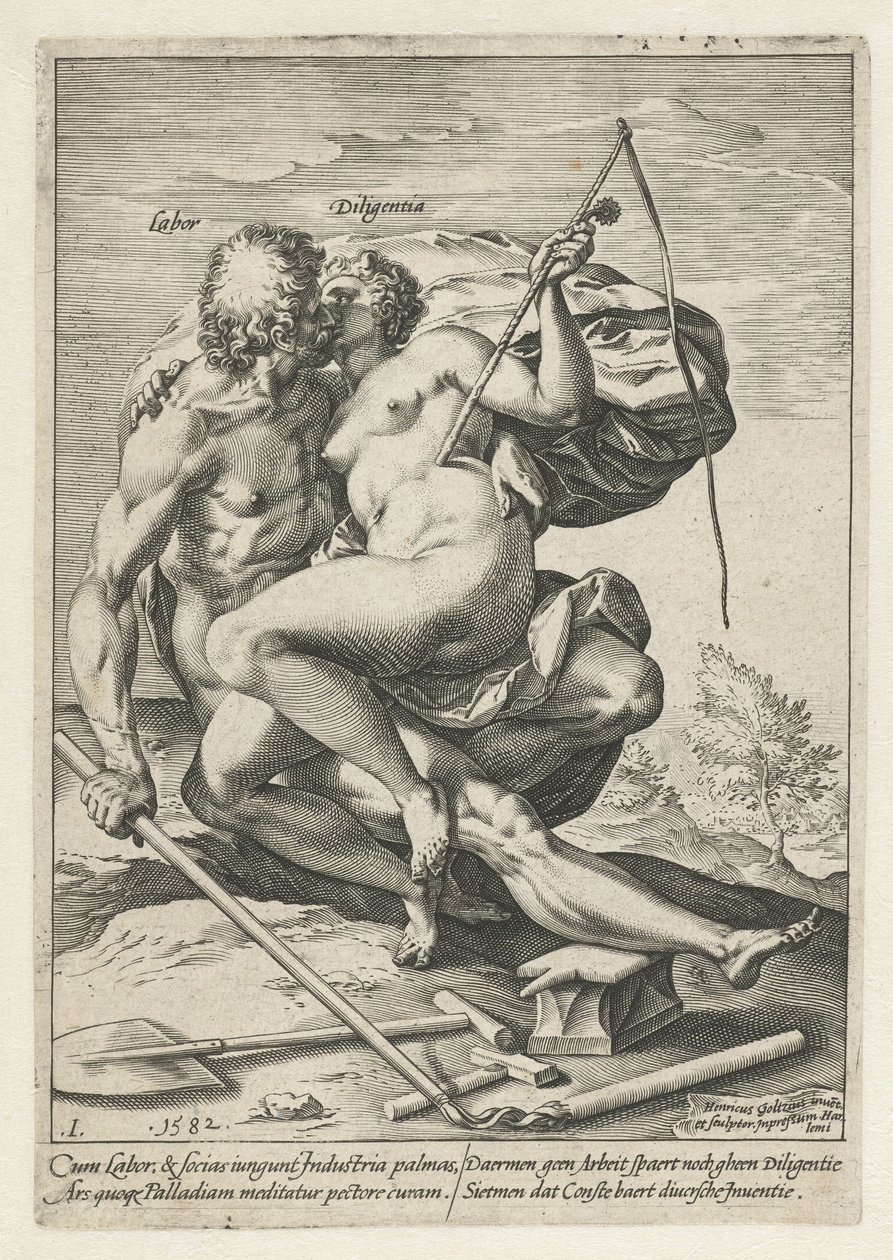 Emek ve Sanayi (İşçi / Diligentia) Emek, Çalışkanlık, Uygulama ve Sanatın Ödülü (dizi başlığı) by Hendrick Goltzius