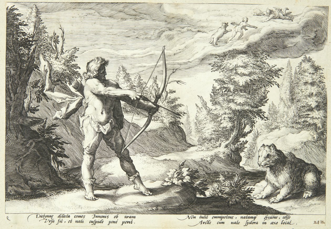 Arcas annesini öldürmeye hazır by Hendrick Goltzius