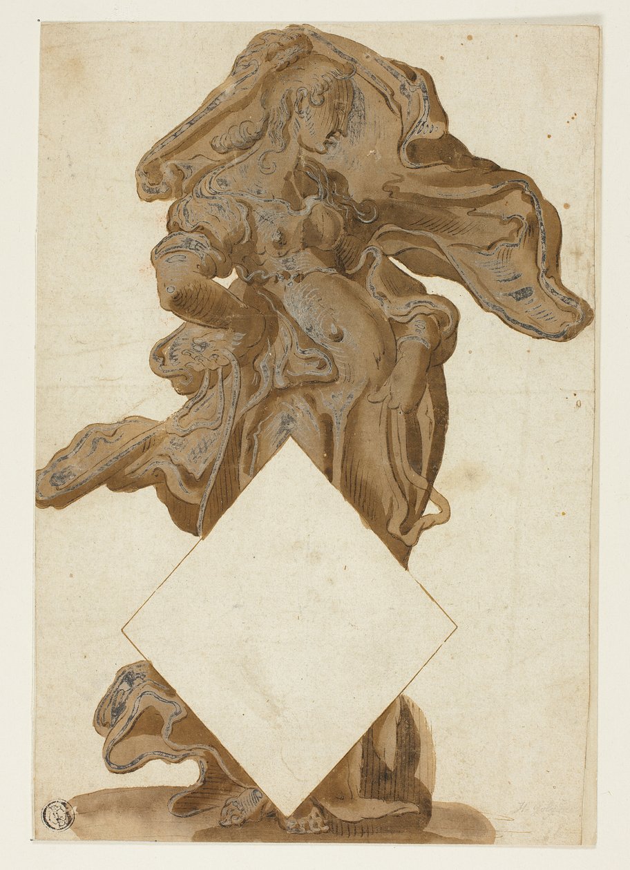 Akan Perdede Kadın Figürlü Tasarım by Hendrick Goltzius