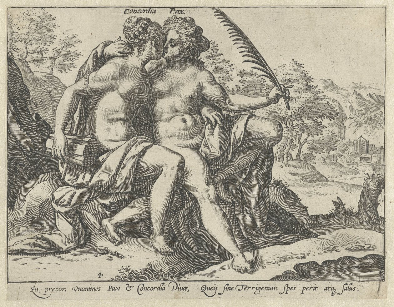 Birlik ve Barış (Concordia / Pax) Birleşik Erdemler (dizi başlığı) by Hendrick Goltzius