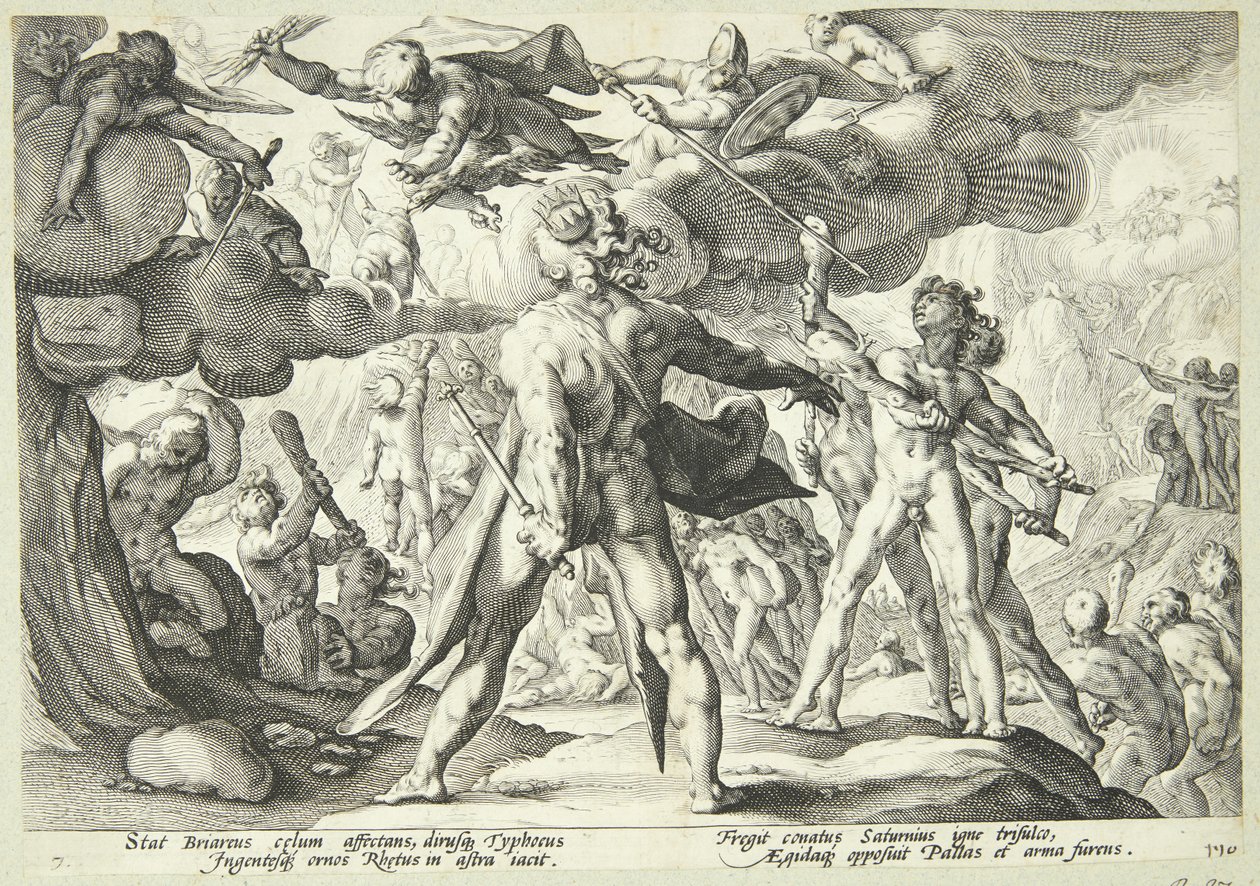 Devler göklere hücum ediyor by Hendrick Goltzius