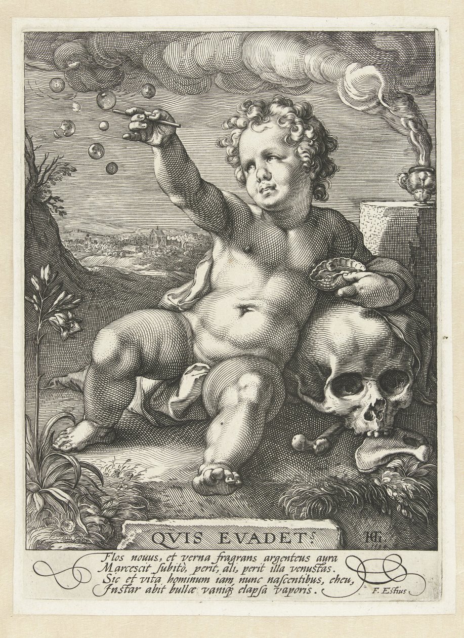 homo bül Kim kaçtı? (nesne üzerindeki başlık) by Hendrick Goltzius