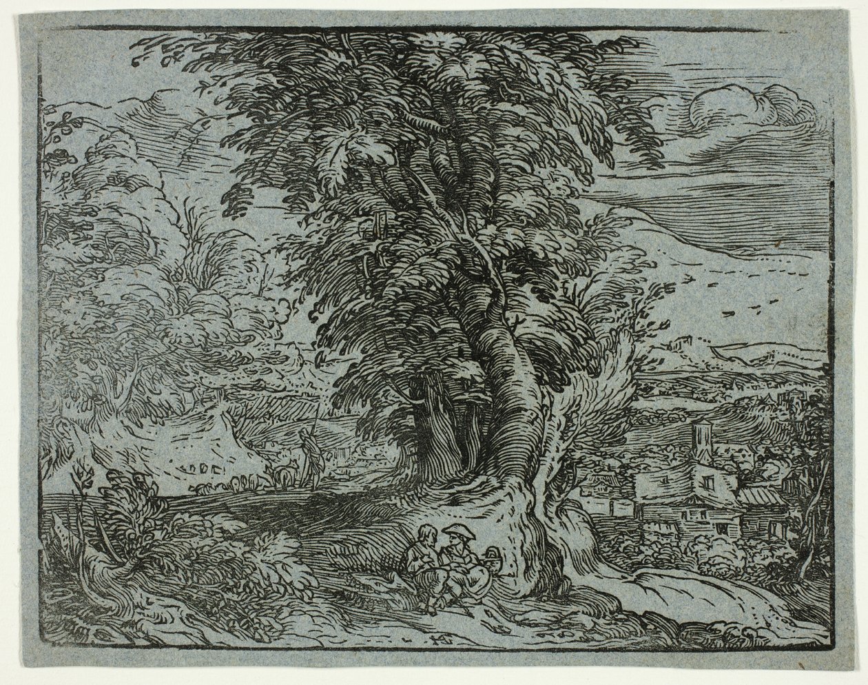 Dört Küçük Manzaradan Bir Çoban Çiftiyle Manzara by Hendrick Goltzius