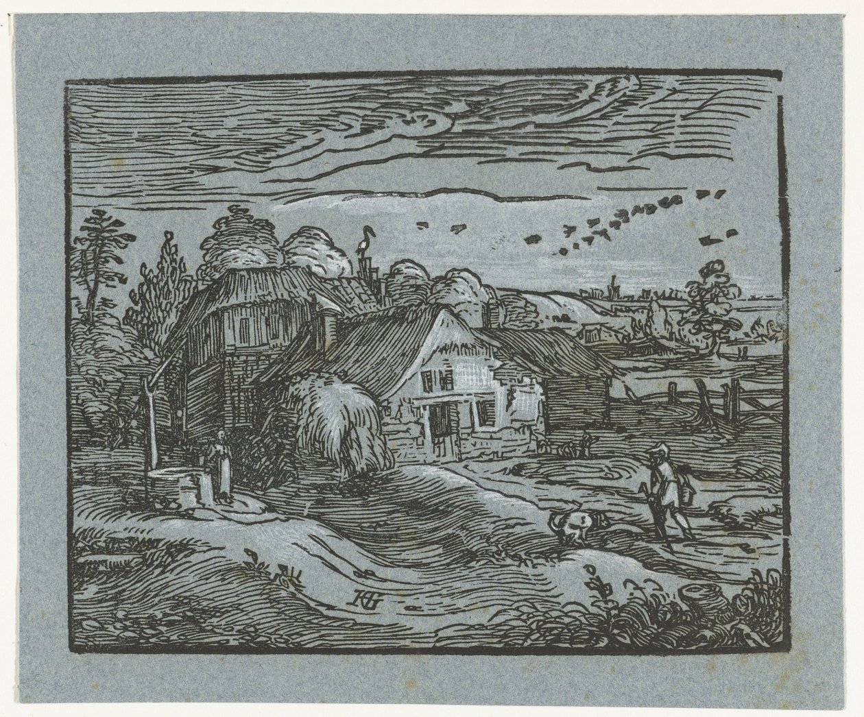 Çiftlik ile manzara Dört küçük manzara (dizi başlığı) by Hendrick Goltzius