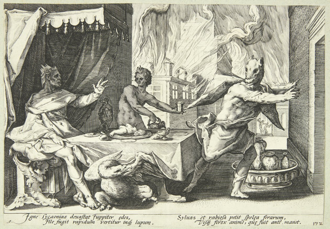 Lykaon bir kurda dönüşüyor by Hendrick Goltzius