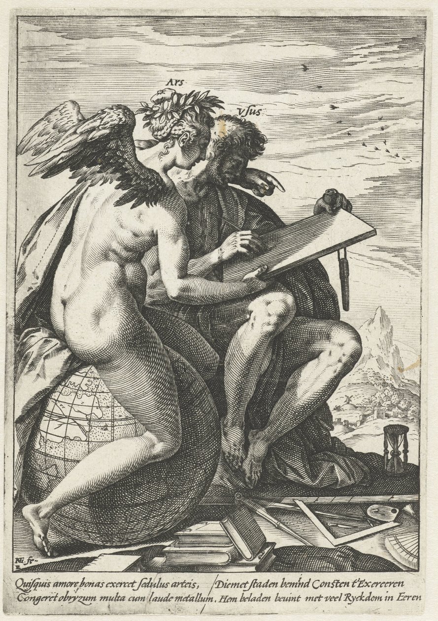 Egzersiz ve Sanat (Ars/Usus) Emek, Çalışkanlık, Uygulama ve Sanatın Ödülü (dizi başlığı) by Hendrick Goltzius