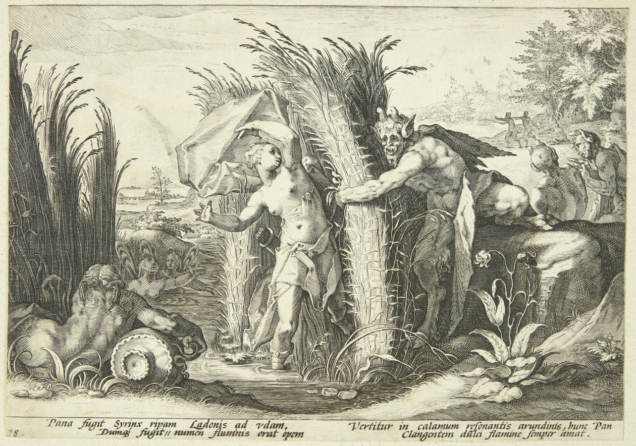 Pan ve Sirinks by Hendrick Goltzius