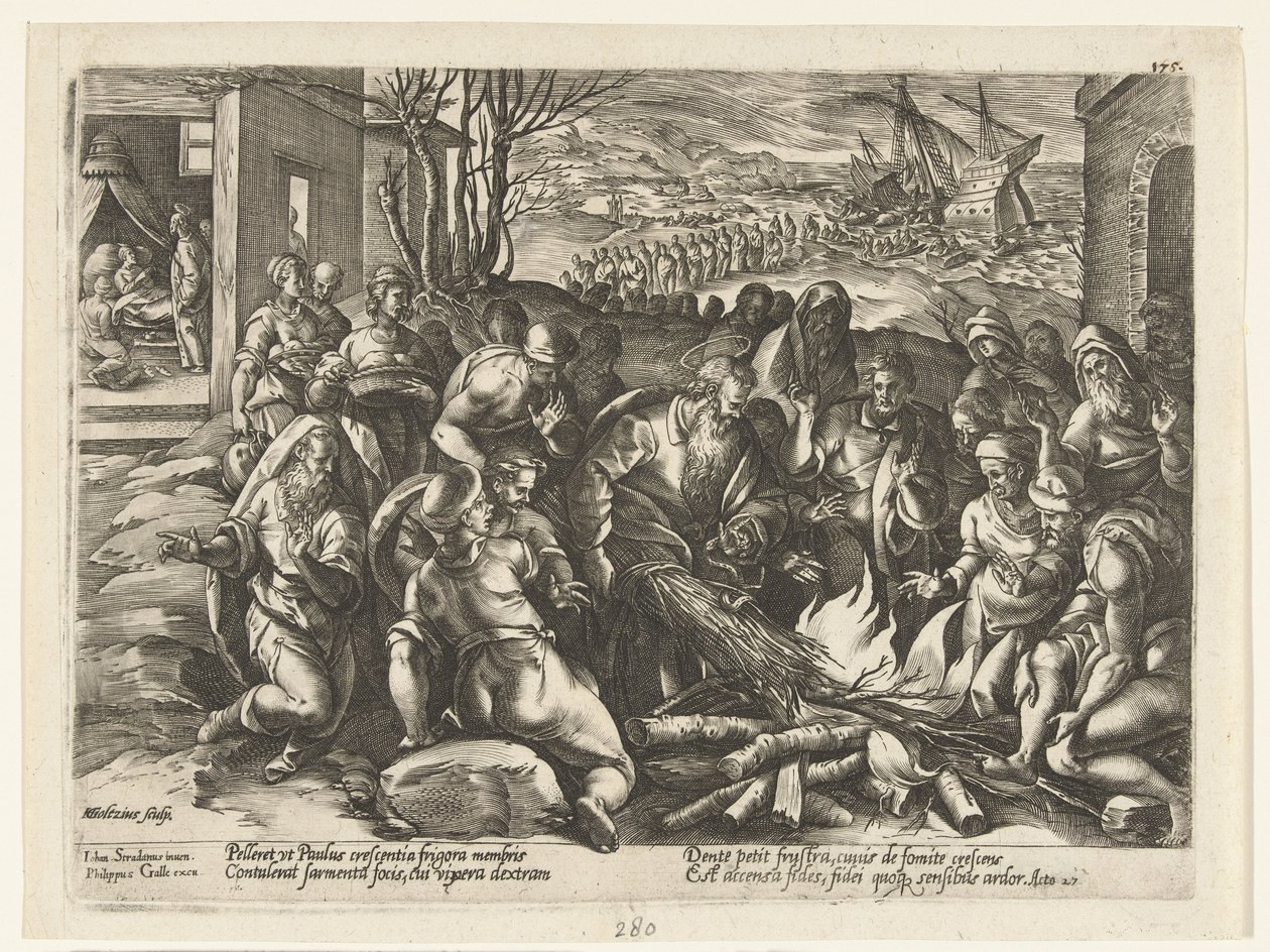 Paul bir engerek tarafından elinde ısırıldı Havarilerin Tarihi (dizi adı) by Hendrick Goltzius
