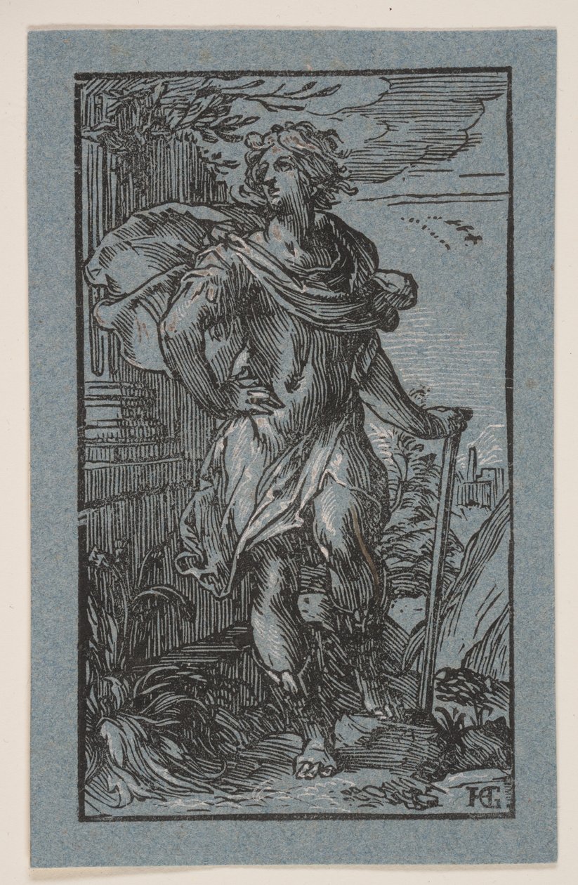 Ayakta Duran Bastonlu Genç Adam by Hendrick Goltzius