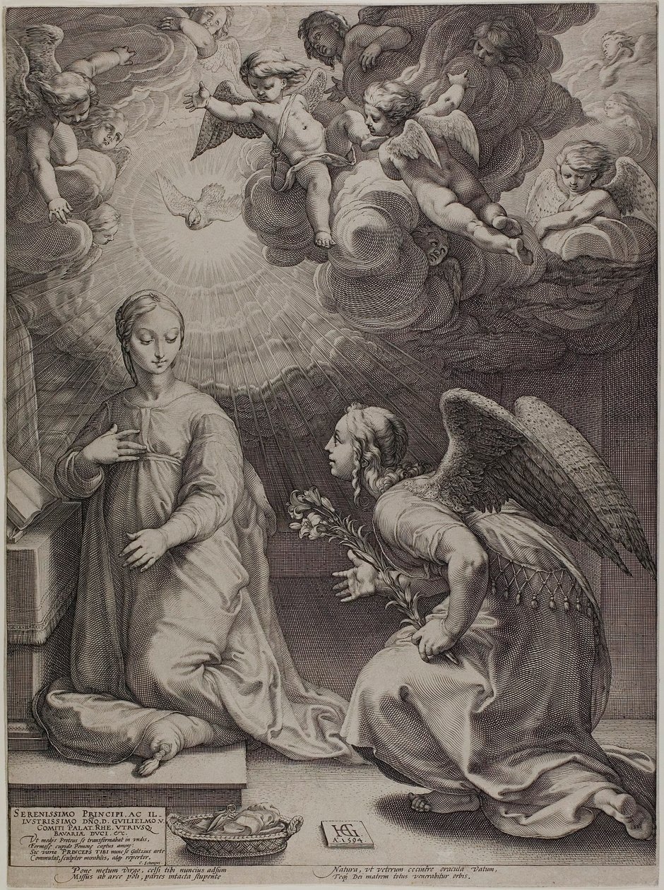 Müjde, İsa'nın Doğumu ve Erken Yaşamı'ndan birinci plaka by Hendrick Goltzius