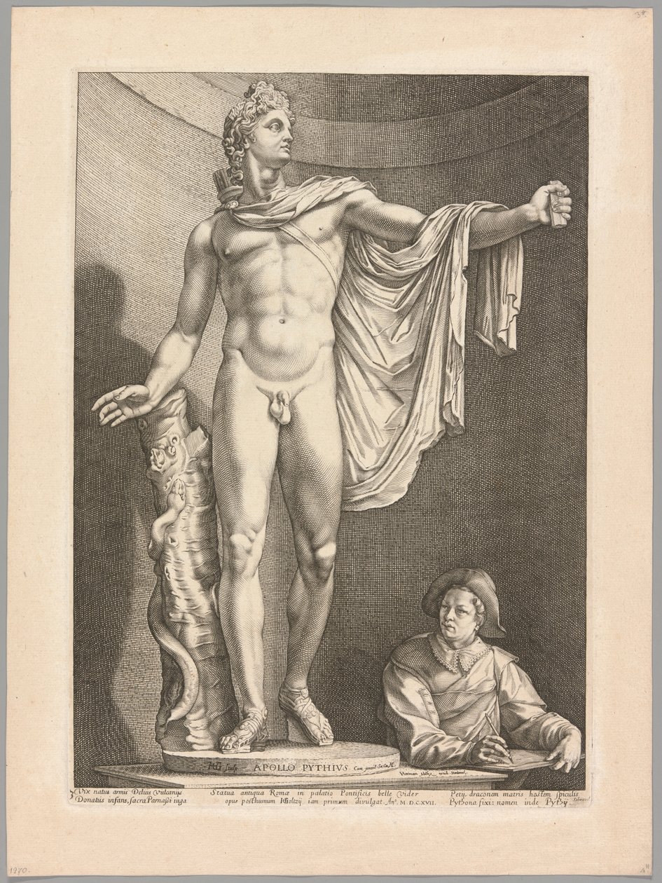 Apollo Belvedere, Üç Ünlü Antik Heykelden 3. plaka by Hendrick Goltzius