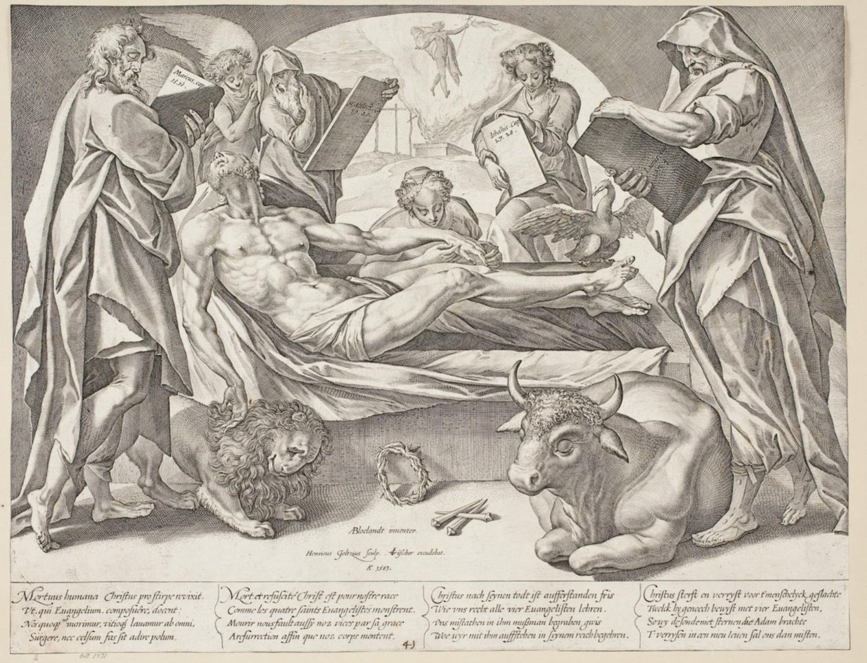 Ölü İsa ve dört evangelist by Hendrick Goltzius
