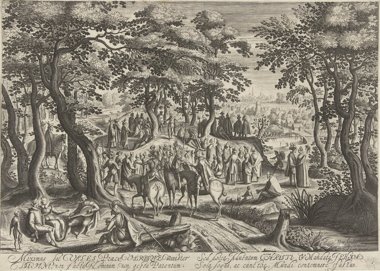 Vaftizci Yahya kalabalığa iyi haberi duyuruyor by Hendrick Hondius (I)