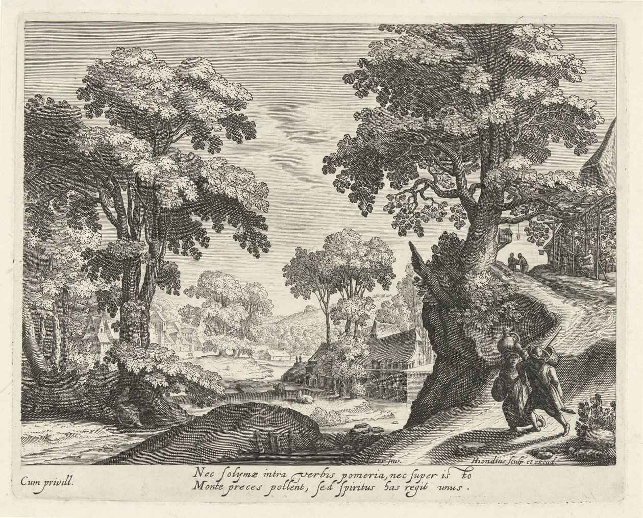 Köy Yolunda Çiftçi Çiftiyle Manzara by Hendrick Hondius (I)