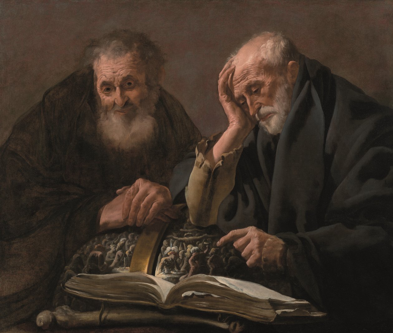 Demokritos ve Herakleitos, c. 1619-20 (tuval üzerine yağlı boya) by Hendrick Jansz Terbrugghen