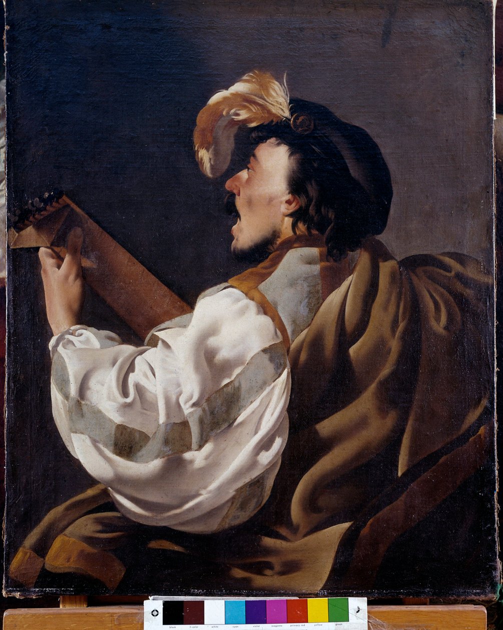 kendini lavtaya eşlik eden bir şarkıcı, ayrıca ud sanatçısı diyor ki Hendrick ter Brugghen (veya Terbrugghen by Hendrick ter Brugghen