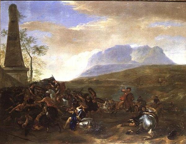 Geniş bir arazide bir Dikilitaş tarafından bir Çatışma by Hendrick Verschuring