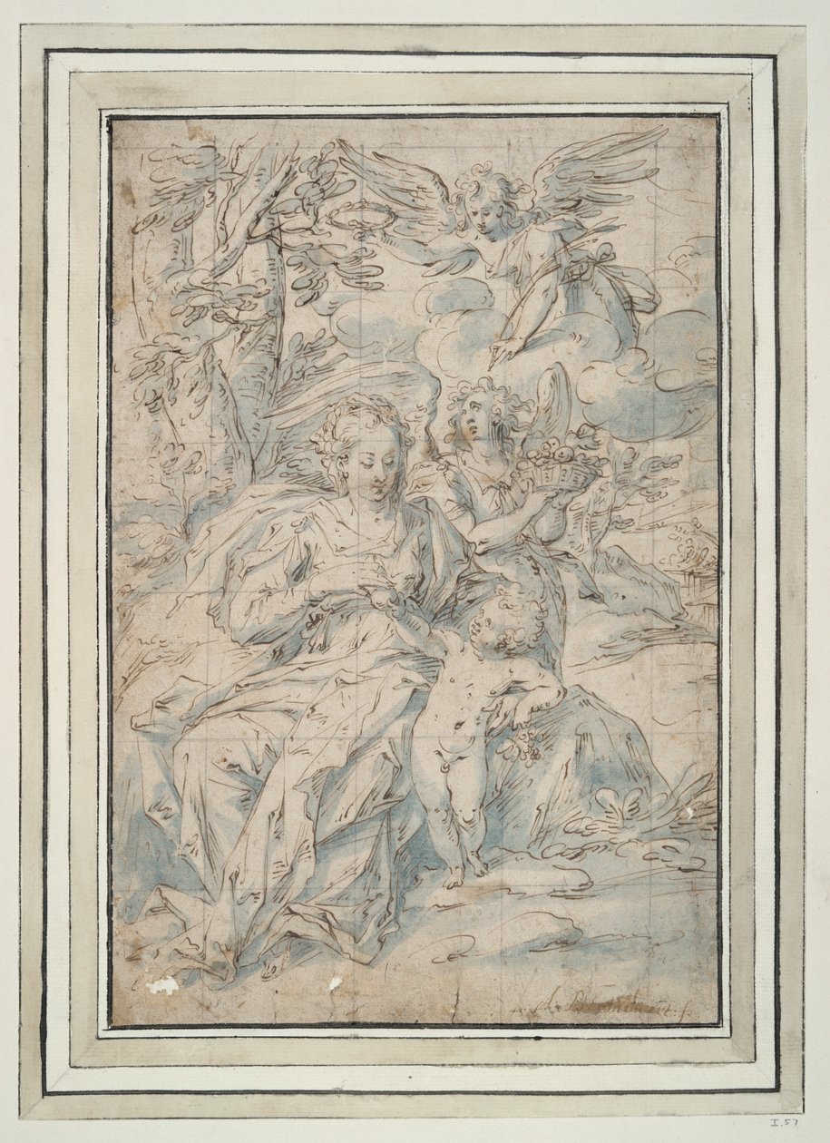 İki Melekli Bakire ve Çocuk by Hendrick de Clerck