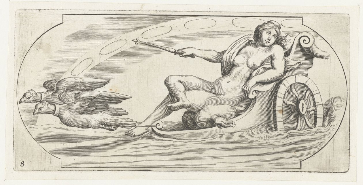 Aurora bir arabada Nouveau Livre des Dieux et Deeßes De la Marine Bouckje Deniz Tanrıları ve Tanrıçaları (dizi başlığı) by Hendrick de Keyser (I)