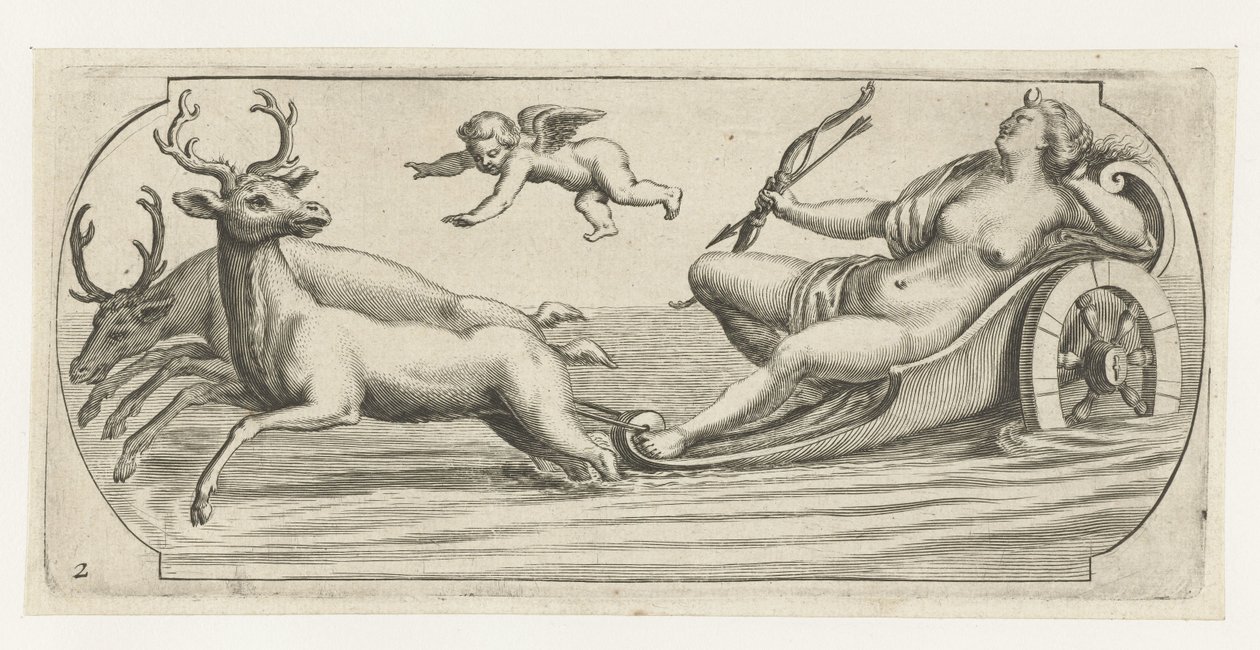 Yay ve oklu Diana, Deniz Tanrıları ve Tanrıçalarından Nouveau Livre des Dieux et Deeßes De la Marine Bouckje (dizi başlığı) by Hendrick de Keyser (I)