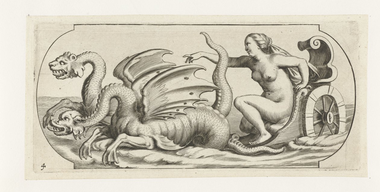 Tanrıça bir araba üzerinde Nouveau Livre des Dieux et Deeßes De la Marine Bouckje Deniz Tanrıları ve Tanrıçaları (dizi başlığı) by Hendrick de Keyser (I)